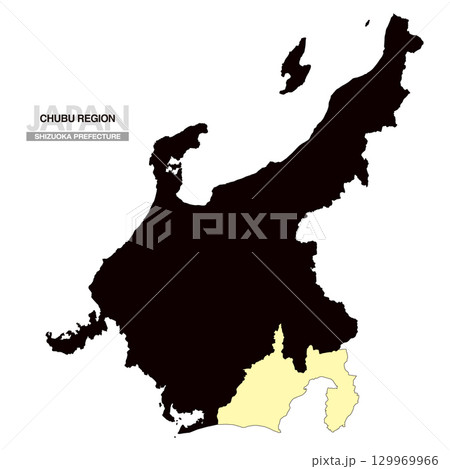 日本地図 中部地方 静岡県 県境無し 03 日本地図 中部地方 静岡県 県境無し 03 129969966