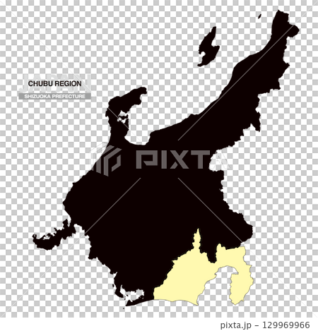 日本地図 中部地方 静岡県 県境無し 03 日本地図 中部地方 静岡県 県境無し 03 129969966
