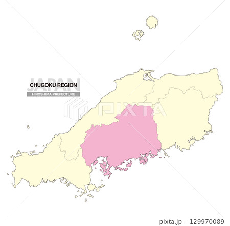 日本地図 中国地方 広島県 県境有り 02 129970089