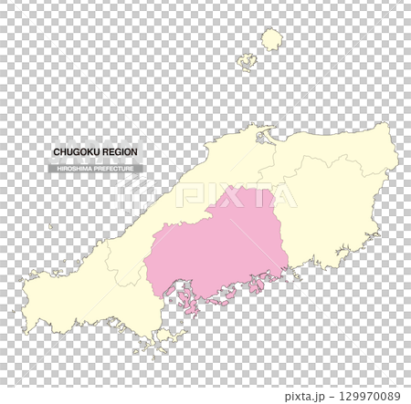 日本地図 中国地方 広島県 県境有り 02 129970089