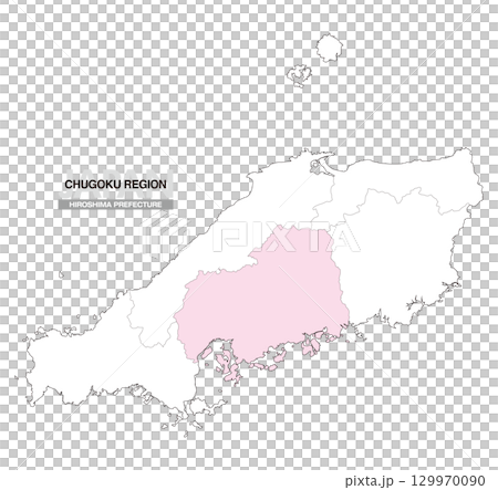 Japan Map Chugoku Region Hiroshima Prefecture Prefectural Border 01 129970090