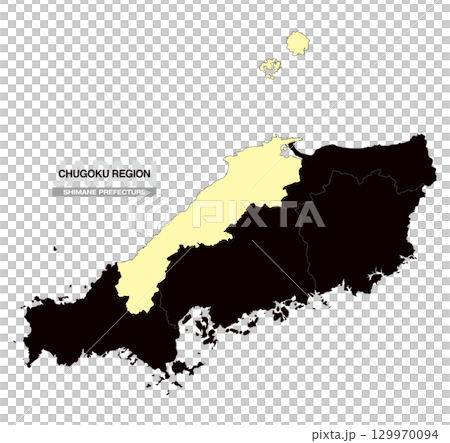 日本地図 中国地方 島根県 県境有り 03 129970094