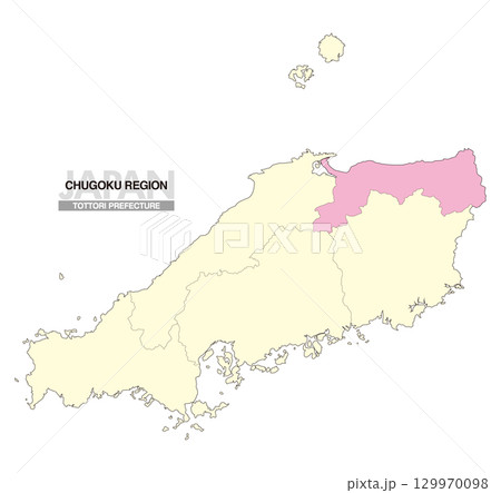 日本地図 中国地方 鳥取県 県境有り 02 129970098