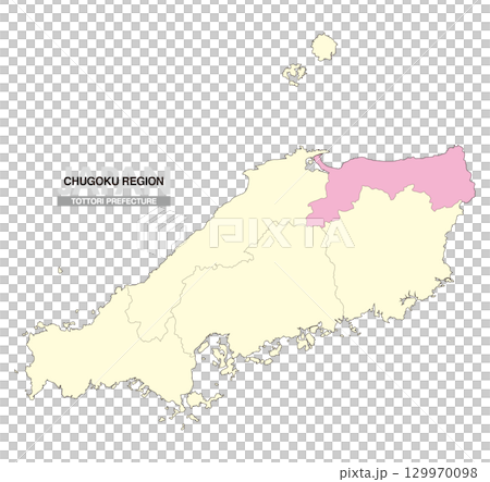 日本地図 中国地方 鳥取県 県境有り 02 129970098