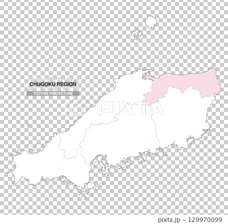 Japan Map Chugoku Region Tottori Prefecture with Prefectural Borders 01 129970099