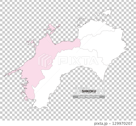 Map of Japan Shikoku Ehime Prefecture with prefectural borders 01 129970207