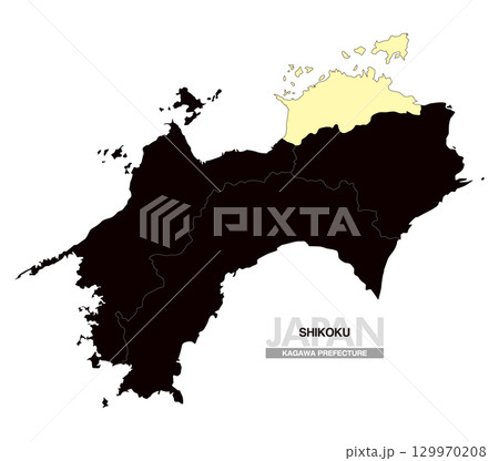 日本地図 四国 香川県 県境有り 03 129970208