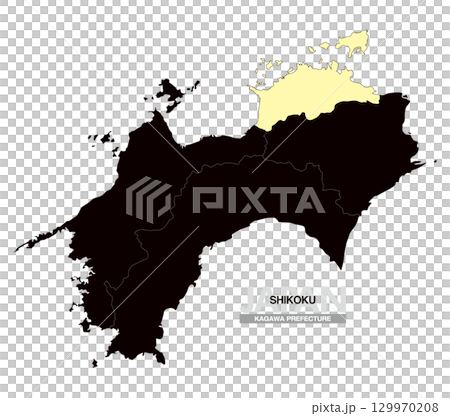 日本地図 四国 香川県 県境有り 03 129970208