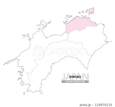 日本地図 四国 香川県 県境有り 01 129970210