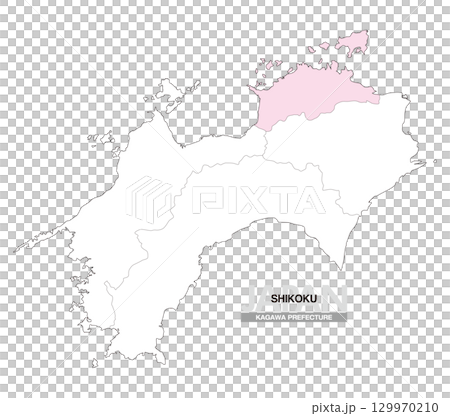 日本地図 四国 香川県 県境有り 01 129970210