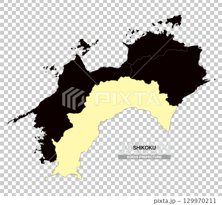Map of Japan Shikoku Kochi Prefecture with prefectural borders 03 129970211