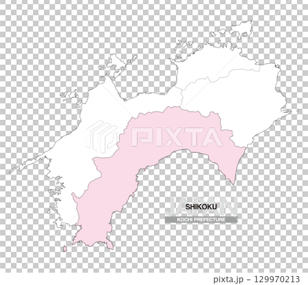 日本地図 四国 高知県 県境有り 01 129970213