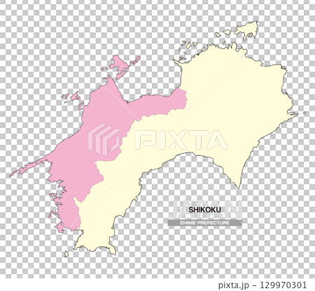 日本地図 四国 愛媛県 県境無し 02 129970301