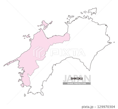 日本地図 四国 愛媛県 県境無し 01 129970304