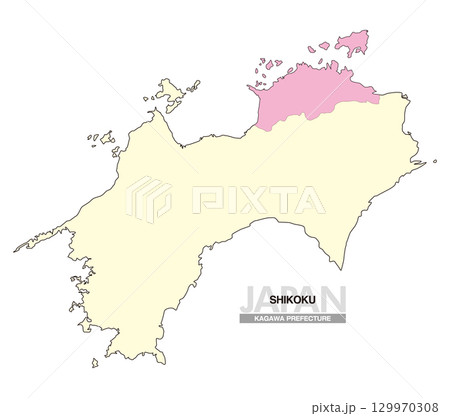 日本地図 四国 香川県 県境無し 02 129970308