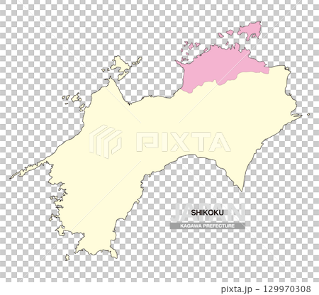 日本地図 四国 香川県 県境無し 02 129970308