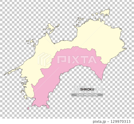 Map of Japan Shikoku Kochi Prefecture No Prefectural Borders 02 129970313