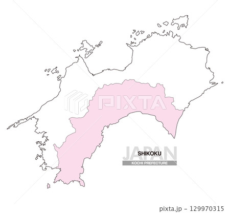 日本地図 四国 高知県 県境無し 01 日本地図 四国 高知県 県境無し 01 129970315