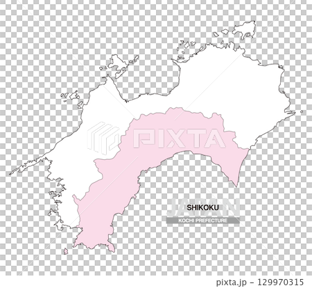 Map of Japan Shikoku Kochi Prefecture No Prefectural Borders 01 129970315