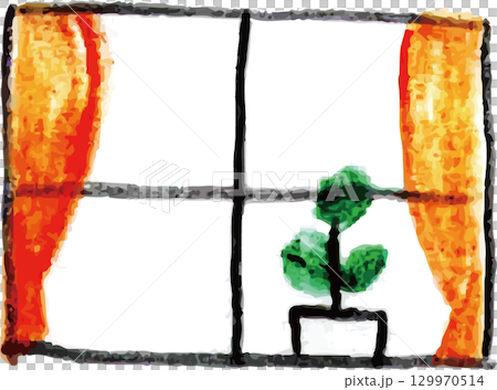 窗戶上倒映著新鮮的綠色常春藤 129970514