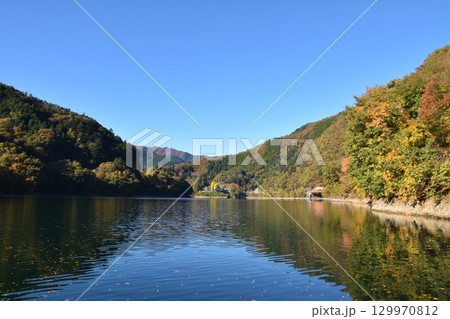 紅葉が美しい奥多摩湖 東京 紅葉が美しい奥多摩湖 東京 129970812