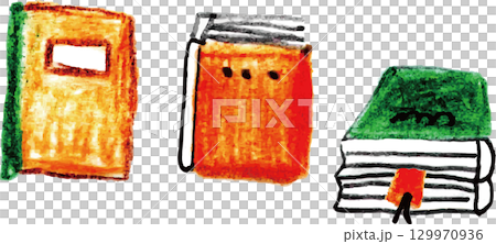 用色鉛筆繪製的各種書籍 129970936