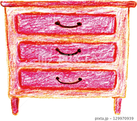 水彩で描いた木のキャビネット 129970939