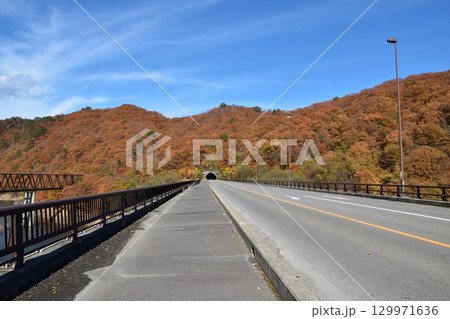 紅葉が美しい五十里湖　栃木 129971636