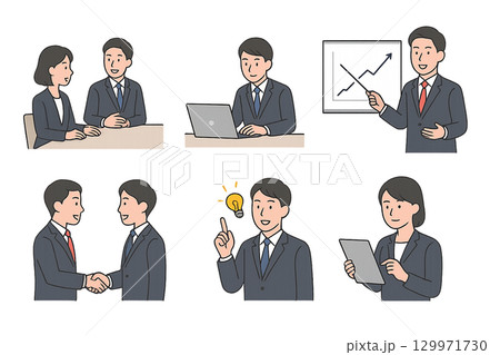 ビジネスイラスト6種セット 129971730