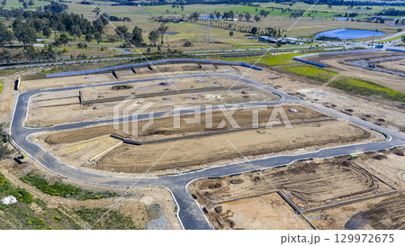 A construction site in the suburb of Oran Park in NSW, Australia 129972675