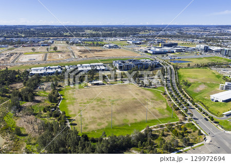 A large sports field in the suburb of Oran Park in NSW, Australia A large sports field in the suburb of Oran Park in NSW, Australia 129972694