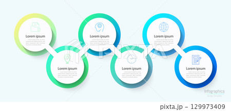 Infographic 6 options design elements for your business data. Vector Illustration. 129973409