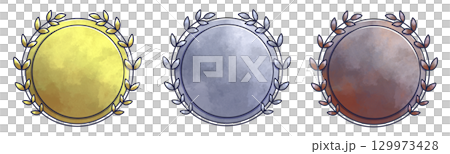 排名用水彩獎牌材料 129973428