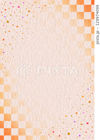 和柄　市松模様のフレーム　和紙　縦長 129974098