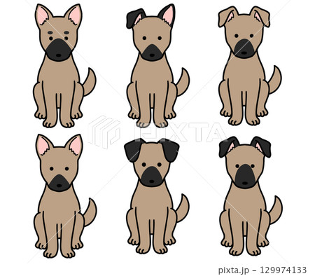 犬・保護犬・雑種犬／鼻黒犬のイラスト素材 [129974133] - PIXTA