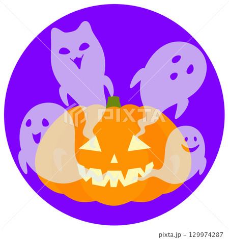 ハロウィン_かぼちゃとゴースト 129974287