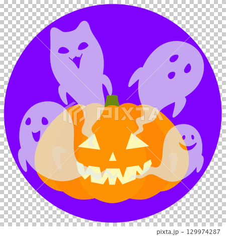 ハロウィン_かぼちゃとゴースト 129974287