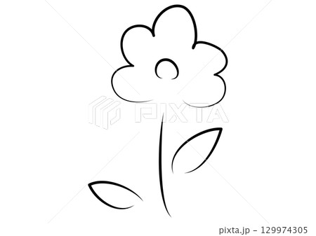 手描きのラフなシンプルな花 129974305