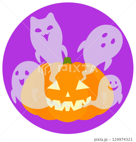 ハロウィン_かぼちゃとゴースト 129974321