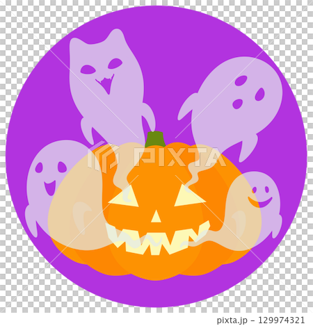 ハロウィン_かぼちゃとゴースト 129974321