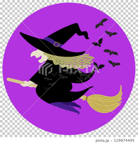 萬聖節_女巫和蝙蝠 萬聖節_女巫和蝙蝠 129974495