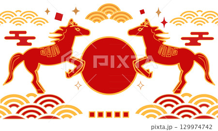 2026年の中国の年賀状のイラスト 129974742