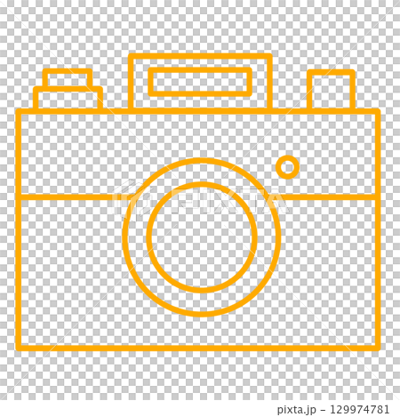 橙色のカメラ線画イラスト 明るく元気な印象のアイコン素材 橙色のカメラ線画イラスト 明るく元気な印象のアイコン素材 129974781