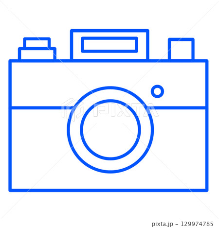 青色のカメラ線画イラスト 信頼感と清潔感ある透過PNG 青色のカメラ線画イラスト 信頼感と清潔感ある透過PNG 129974785