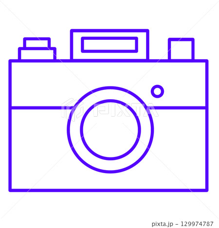 紺色のカメラ線画イラスト 落ち着いた印象の高級感あるデザイン 129974787