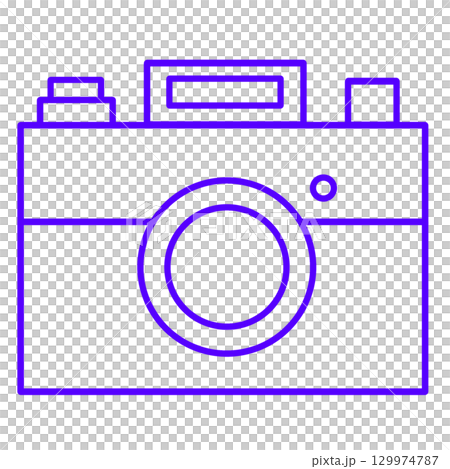 紺色のカメラ線画イラスト 落ち着いた印象の高級感あるデザイン 129974787