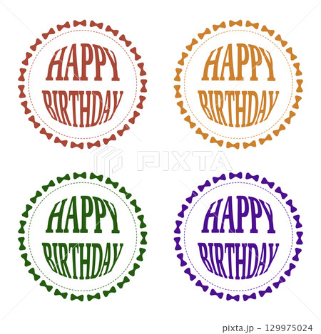 Happy Birthday リース風文字ロゴ(秋カラー4点セット) Happy Birthday リース風文字ロゴ(秋カラー4点セット) 129975024