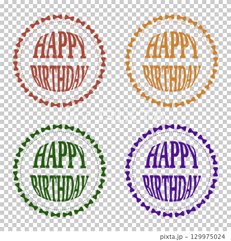 Happy Birthday リース風文字ロゴ(秋カラー4点セット) Happy Birthday リース風文字ロゴ(秋カラー4点セット) 129975024