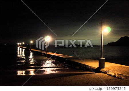 房総半島の夜景　岡本桟橋 129975245