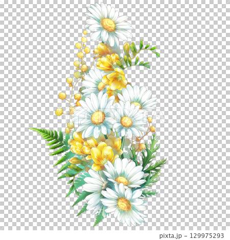 白い豪華な装飾マーガレット 129975293